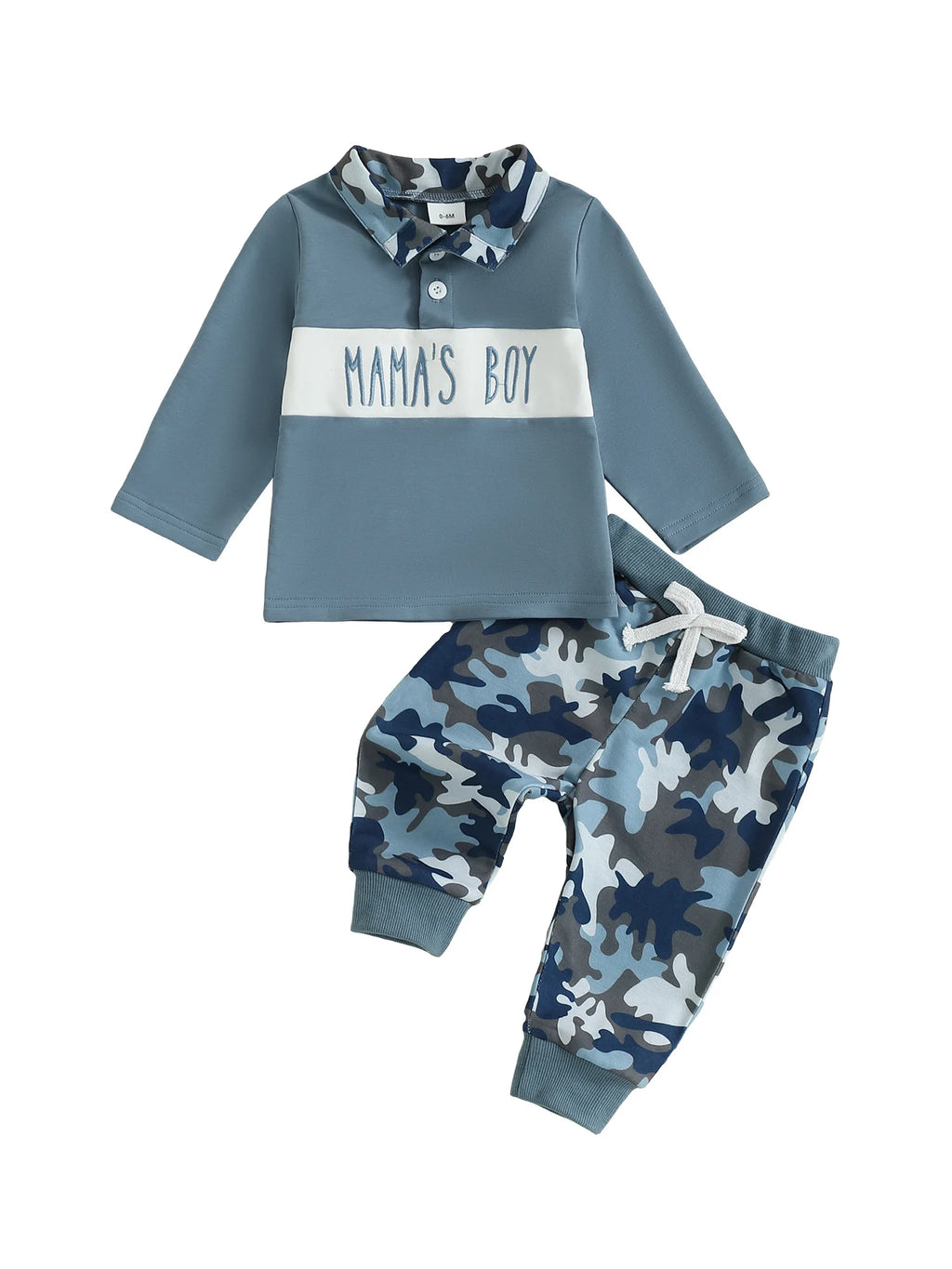 Boys Winter 2Pcs Outfits Long Sleeve Lapel Logo Print Tops Solid Color Pants Sets Warm Clothing Sets for Kids